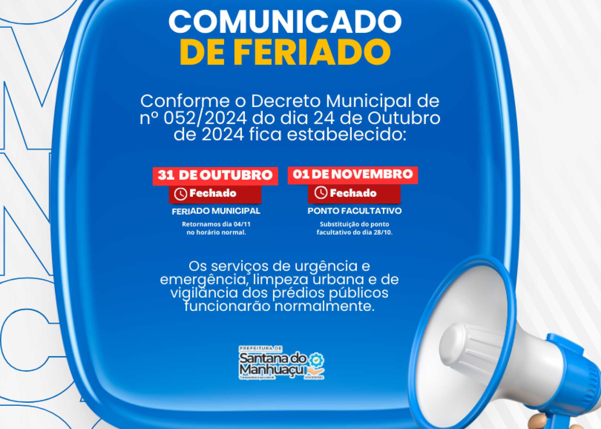 COMUNICADO DE FERIADO